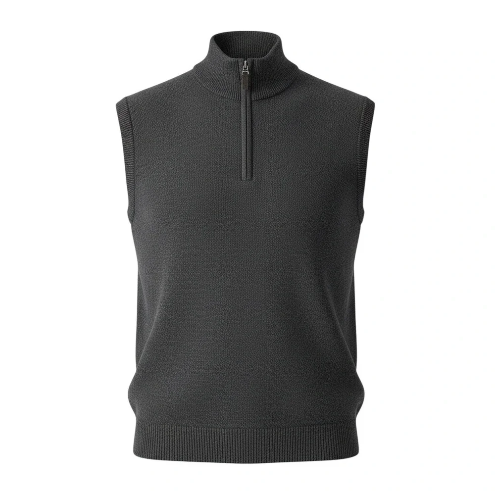 Roundtree & Yorke Quarter Zip Sweater Vest 4XT Gray Mens Tall Mock Neck NWT